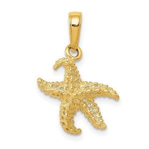 14k Yellow Gold Starfish Necklace Charm Pendant